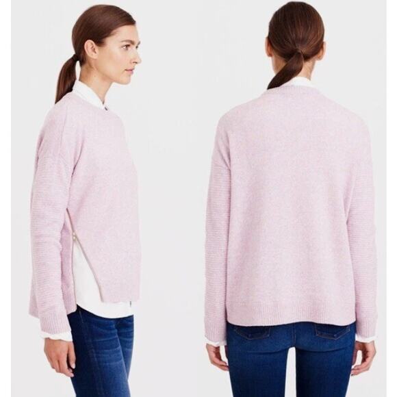 J. Crew Pink & Purple Marbled Lambswool Side Zip Sweater Size Small - Picture 2 of 9
